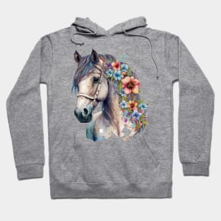 Watercolor Floral Horse Hoodie